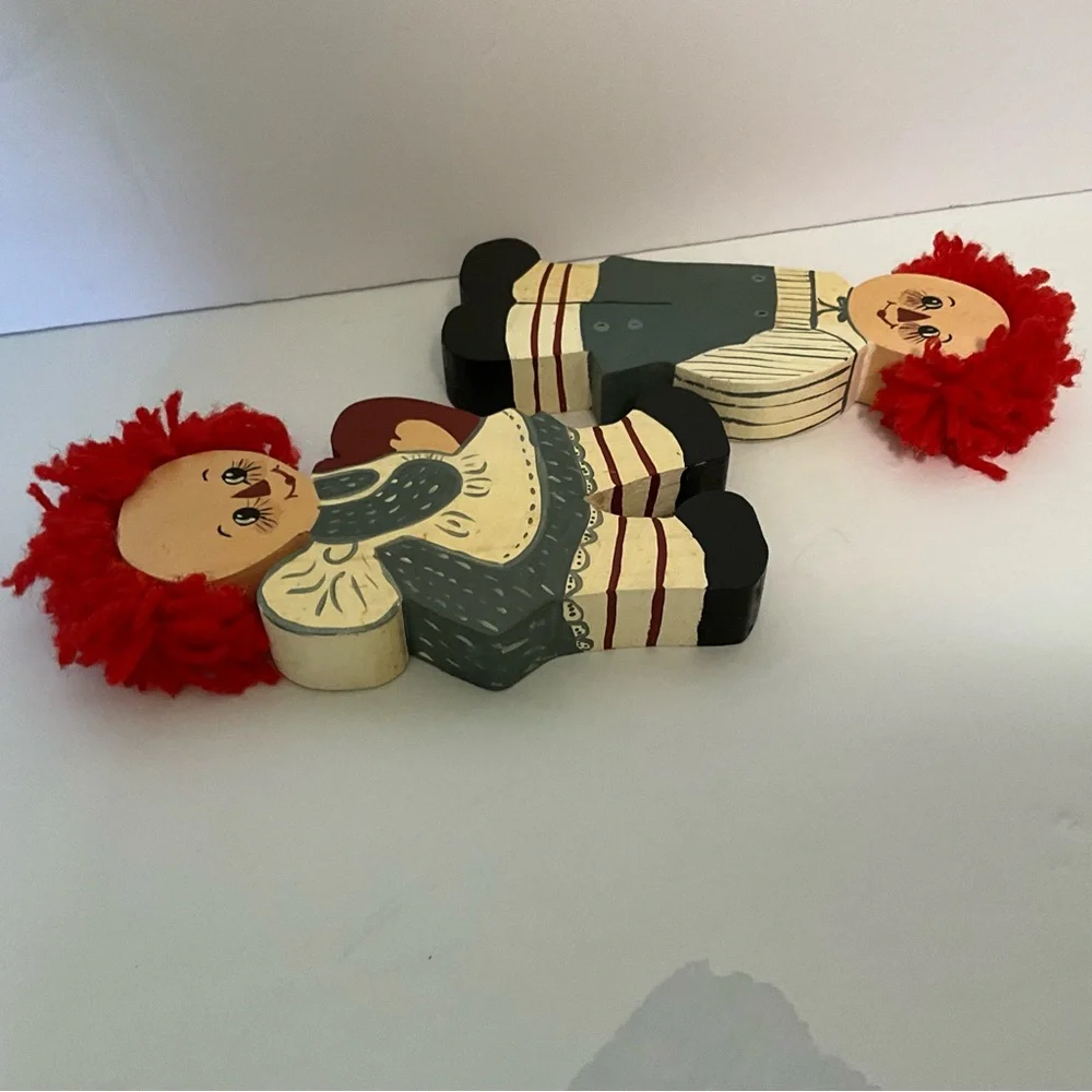 Vintage Raggedy Ann And Andy Wooden Hand Painted Shelf Sitters (Only)